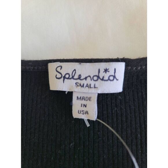 Splendid Bodysuit Womens Small Black Knit Long Sleeve Half Zip Up Rayon Blend - Picture 3 of 5